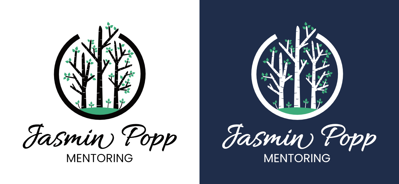 Finales Logo Jasmin Popp Mentoring – Light- und Dark-Variante